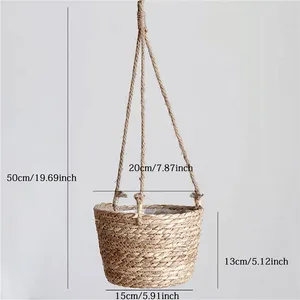 Plantador colgante de jardín Cesta de almacenamiento de planta MacRame Jute de yute Rope tejido de flores al aire libre Soporte de plantas para macetas 8 mejores almacenamiento de canasta de colgantes de ventas - №3