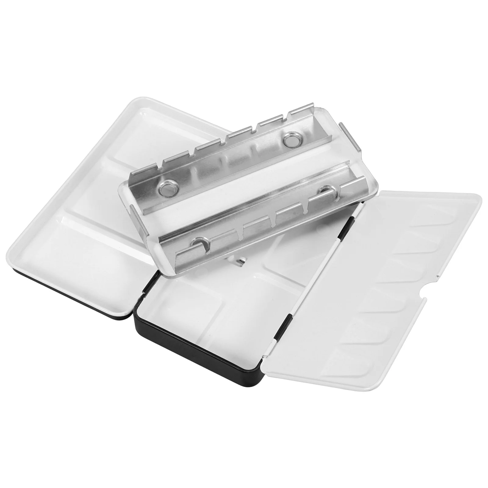 

Watercolor Grid Paint Box Half Pans Empty Portable Tins Black Iron Travel Pocket