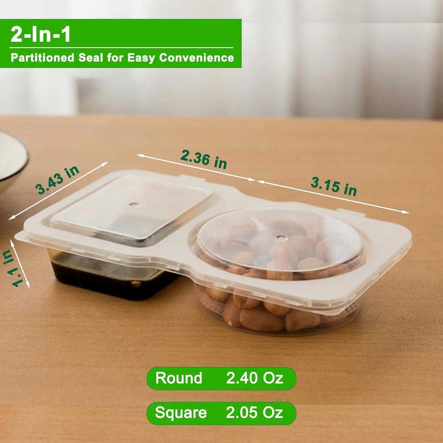 Sauce dipping containers, leak-proof mini sauce cups, suitable for ketchup, soy sauce, sushi, takeout, parties, 10/20-count pack
