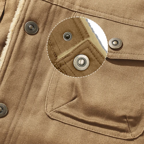 Imagen 2 del producto Chaquetas de invierno para hombre, abrigo cálido a prueba de viento con forro de piel sintética, Parka con botones negros y bolsillos, Tops informales cómodos, talla estadounidense