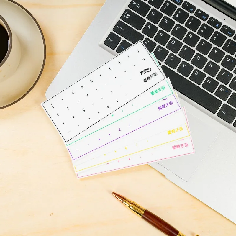 

【Португальская】 Отрывная пленка, наклейки на клавиатуру для настольных компьютеров и ноутбуков, одна наклейка, универсальный тип, прозрачные наклейки с боковой гравировкой