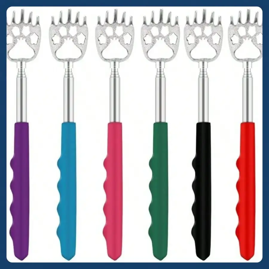 

6-пакет выдвижной скребок для спины — скребок для спины в виде медвежьей лапы — портативный выдвижной скребок для спины с резиновой ручкой