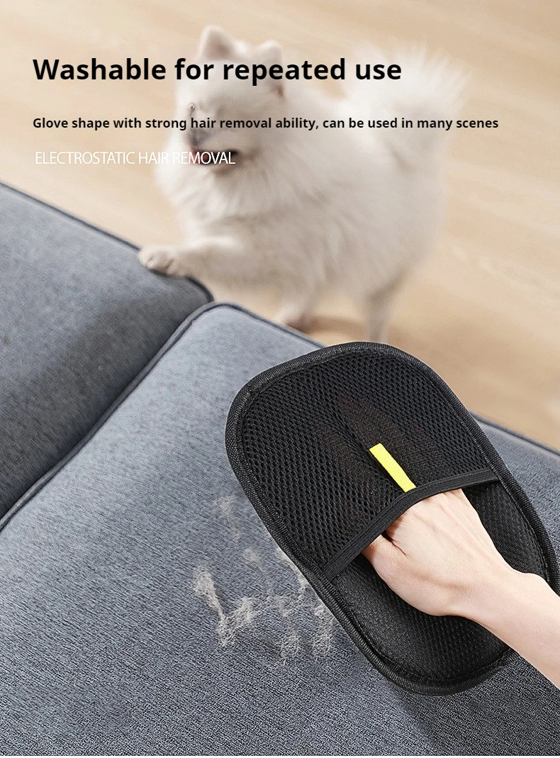 Pet Hair Glove Removal Cat Grooming Reusable Electrostatic Dedusting Brush Dog Hair Remover for Couch Carpet Clothes Washable