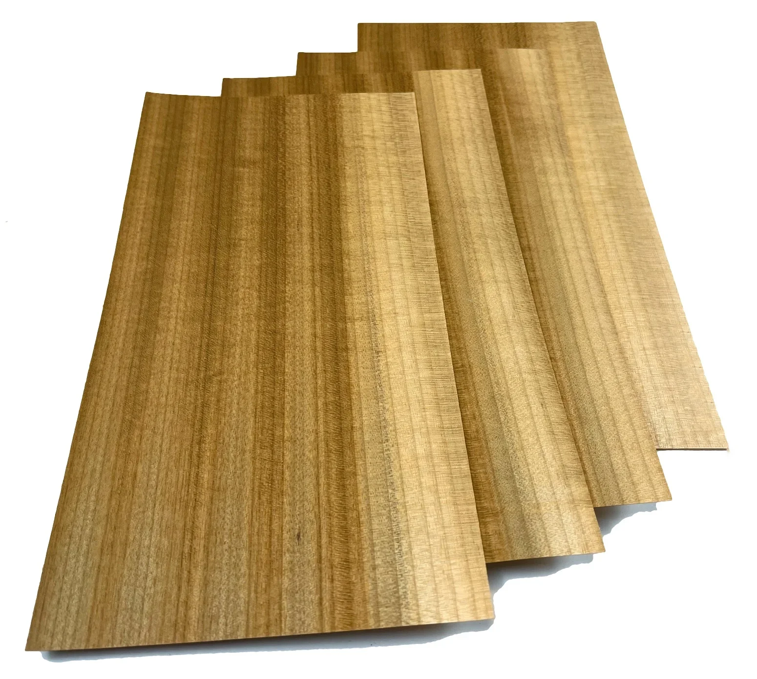 Chapa de madera de teca de hilo dorado Natural, Panel para muebles y armario, para marquetería, L:300x150mm T: 0,4-0,5mm, 4 unidades por lote