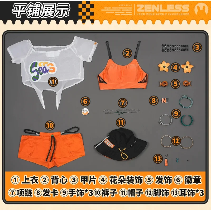 LQGame Zenless Zone Zero Belle Cosplay disfraz peluca traje de baño sombrero verano traje de baño pendientes sombreros Phaethon Wise fiesta de Halloween