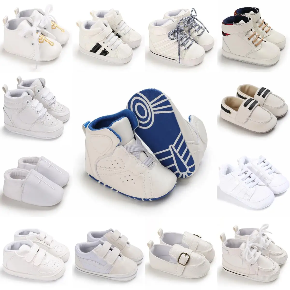 White Fashion Baby Shoes Casual Shoes For Boys And Girls Soft Bottom Baptism Shoes Sneakers For Freshmen Comfort First WalkShoes