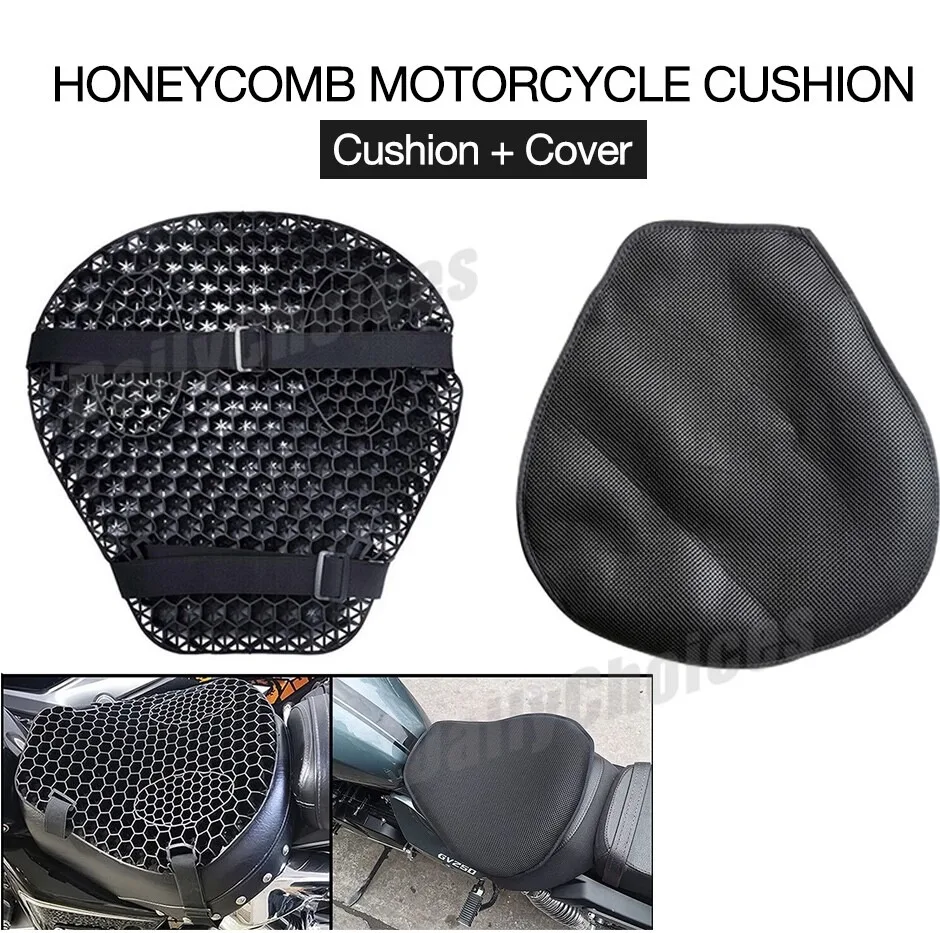 Motorcycle Motorbike Gel Seat Cushion Pillow Pad Cover Pressure Relief w/sleeve