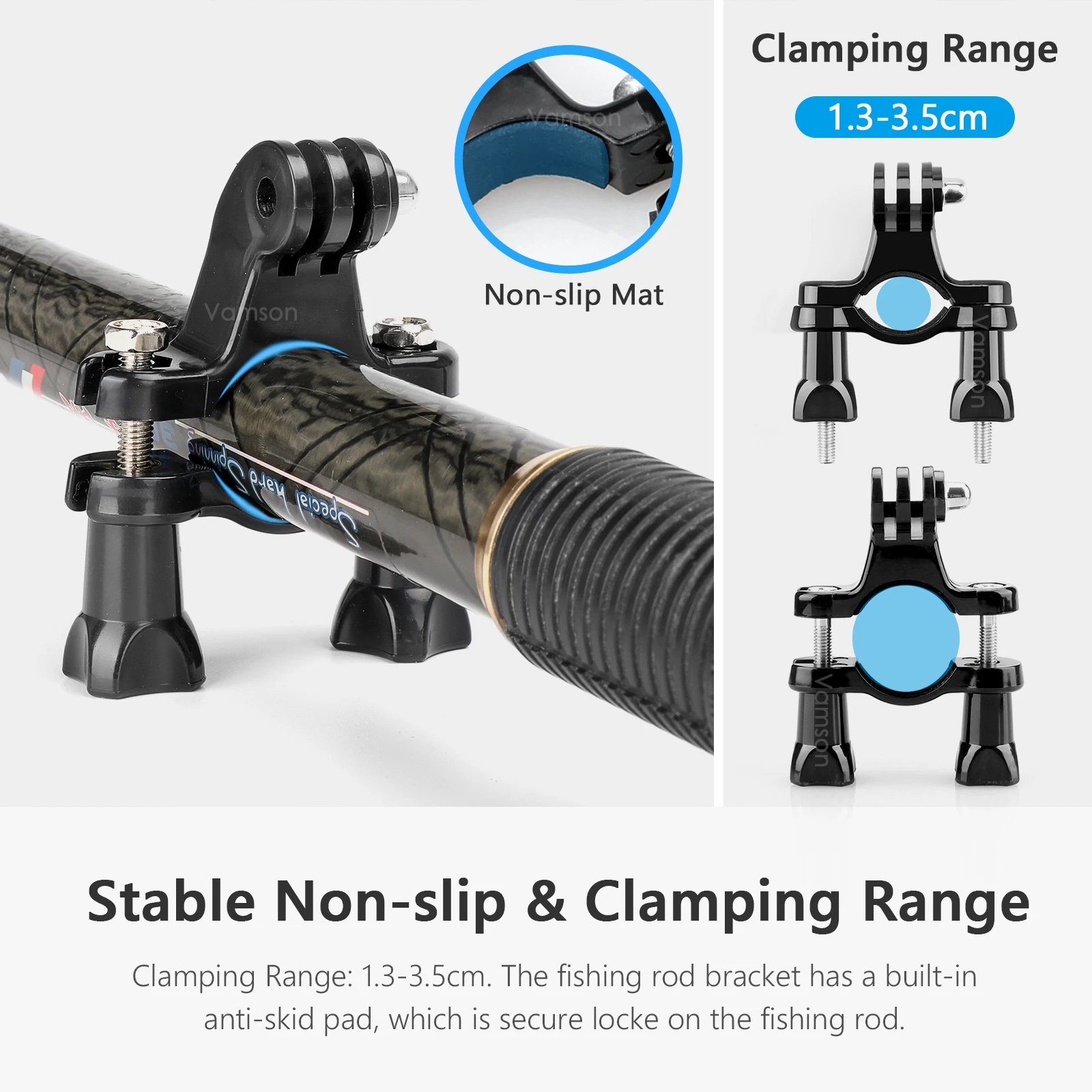 Vamson Fishing Rod Holder for iPhone CellPhone Smartphone Bluetooth Controller for Mobile Phone Holder for Insta360 Gopro Dji