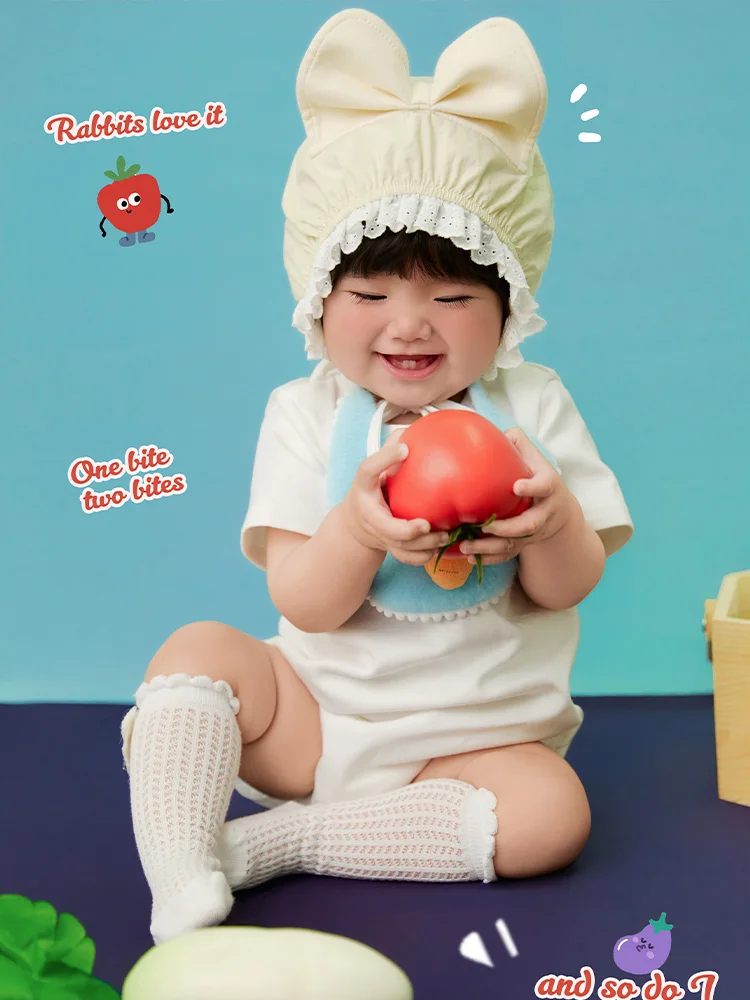 Toddler Photography Props Cute Bunny Photo Outfit Simulated Vegetable Decor Props 1 Year Old Baby Growth Memory Photoshoot Props