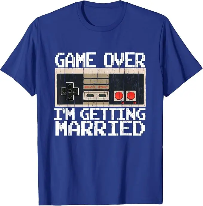 Game Over Ich heirate – Gamer-Bräutigam-T-Shirt, Y2k-Videospiel-Liebhaber, Bräutigam, Verlobter, Grafik-Bekleidung, Herrenmode, Neuheitengeschenk – Detail 16