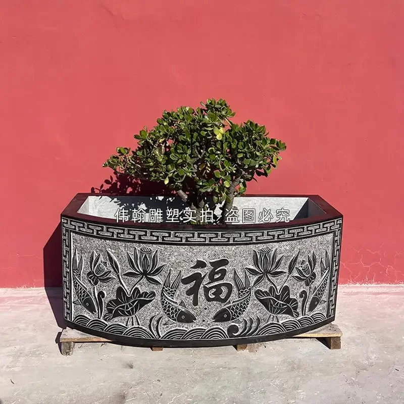 BJ-22  stone carving fish tank bluestone water tank oval flower pot semi-circular flow sink courtyard outdoor