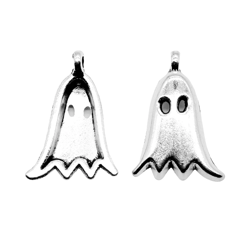 WYSIWYG 10pcs 20x14mm Ghost Charm Pendants For Jewelry Making Antique Silver Color Ghost Pendants Charm Ghost