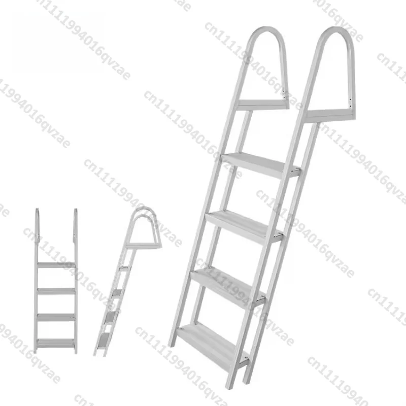 Escalera para Barco, Escalera de Aluminio de 4 Peldaños para Piscina o Ático, Escalera para Barco de Aluminio