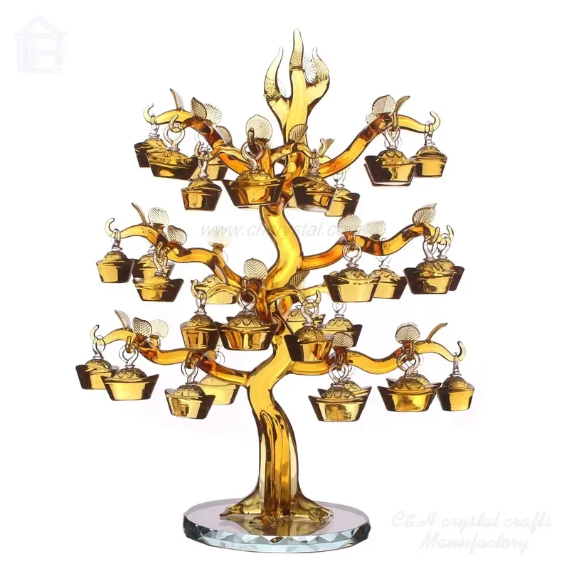 Christmas decorations, yellow luxury style handmade high-quality copper coins, crystal ingots, 36-piece gold ingots