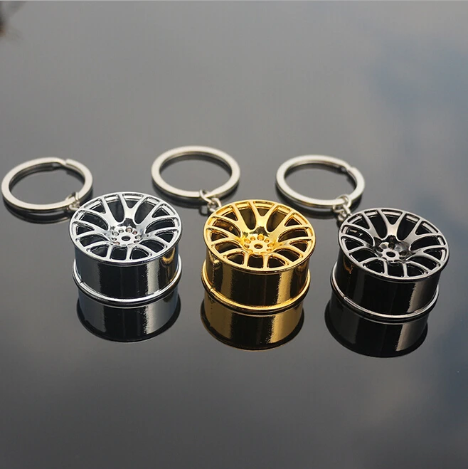 New Fashion 3D Miniature Car Keychains Metal Wheel Rim Keychain Key Ring Wheel Hub Key Chain Best Party Gift Jewelry Wholesale