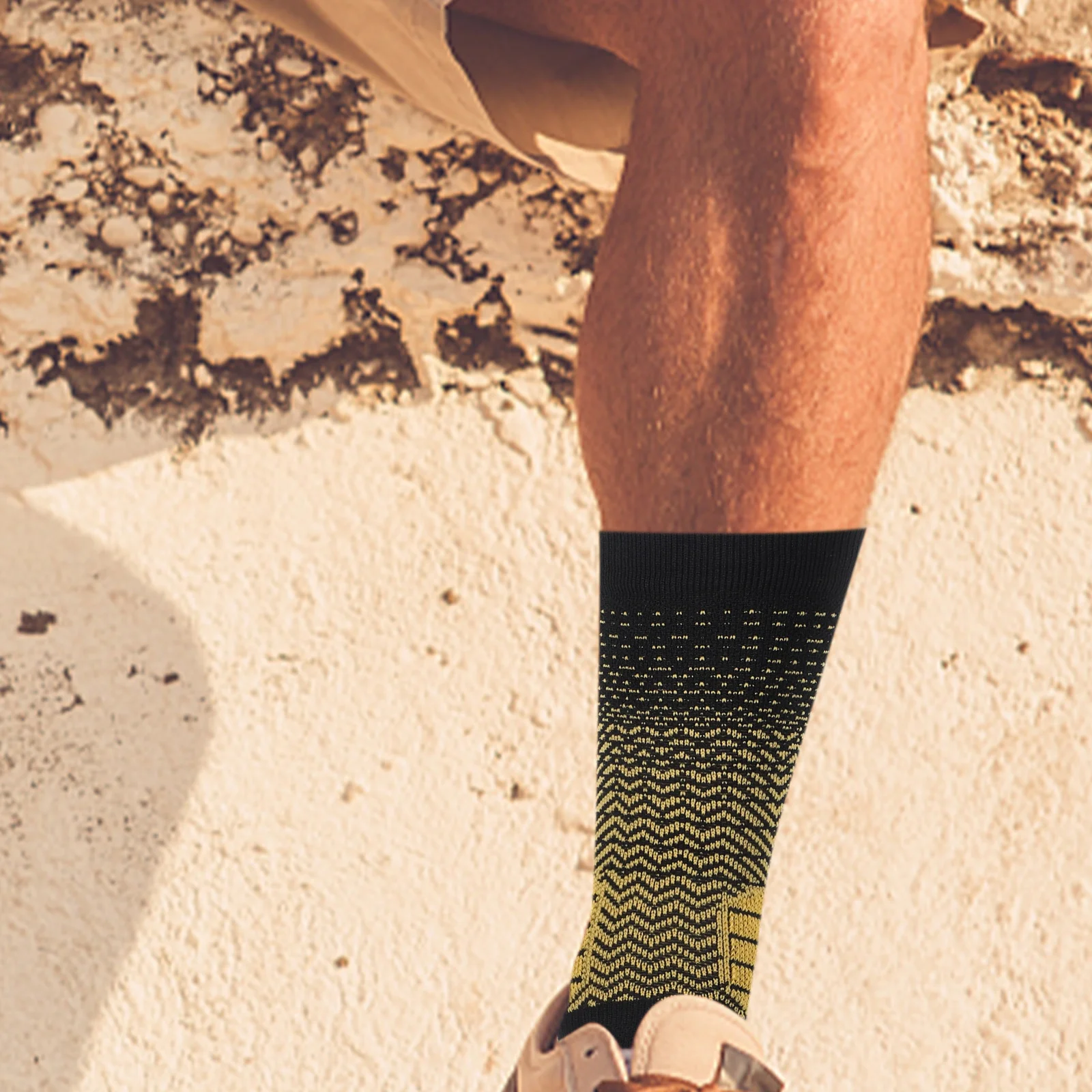 

1Pair Breathable Mid Calf Sports Socks Thickened Shock Absorption for Running Training Hiking Mens Comfortable Athletic Socks