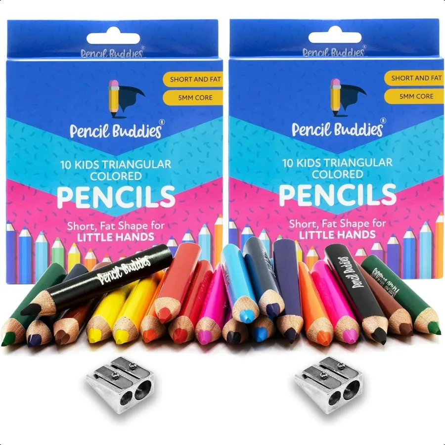 

Color Pencils Set For 2 Sets Short Fat Triangle Pencils for Ages 27 Jumbo Pencils for Preschoolers Kindergarten Toddlers Beginn
