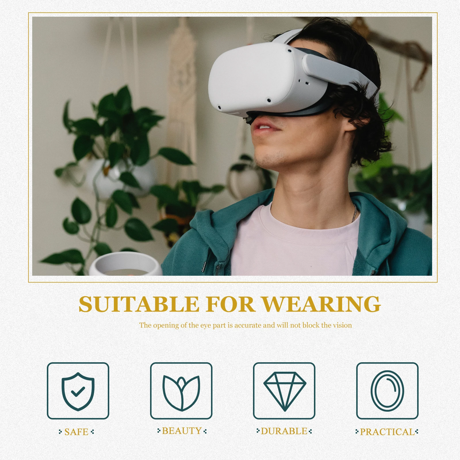 

Vr Eye Mask Cover Breathable Elastic Sweat Band Accessory for Vr Headset Lightweight Design Adjustable Fit