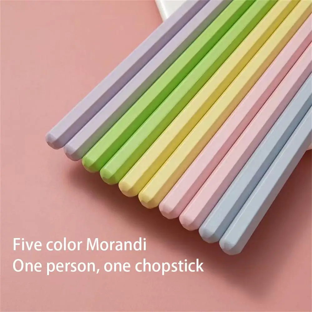 Household Chopsticks Makaron Hexagonal Household Kitchen Tableware Alloy Chopsticks Set Food Grade 3/5 Pairs Kitchen Tools Alloy