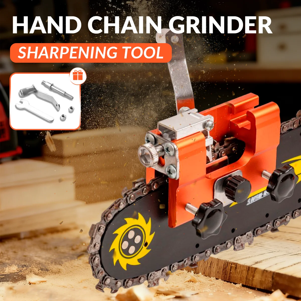 

Portable Hand-Cranked Chainsaw Sharpener Quick Grinding Chainsaw Sharpening Clamp Time and Effort DIY for Arborists and Loggers