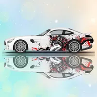 Red Lightning Ferocious Wolf Car Vinyl Wraps Decal Self-adhesive PVC Sticker Suitable for Trucks SUV Decoration Auto Accessories