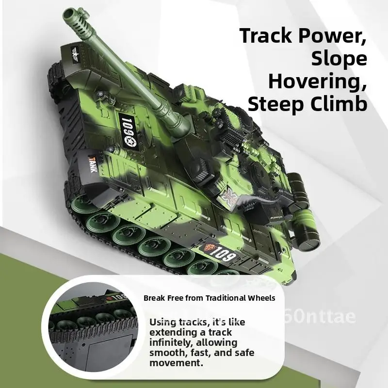Pista de brinquedo tanque de controle remoto modelo militar carro de brinquedo infantil de 9 canais com efeito de iluminação