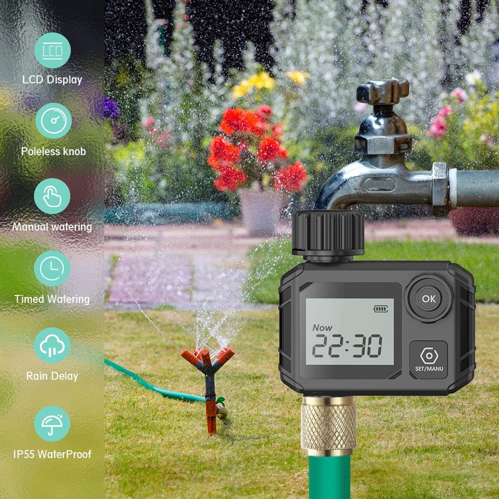 

Large Screen Display Garden Watering Timer Irrigation Controller Digital Programmable Faucet Watering Irrigation System