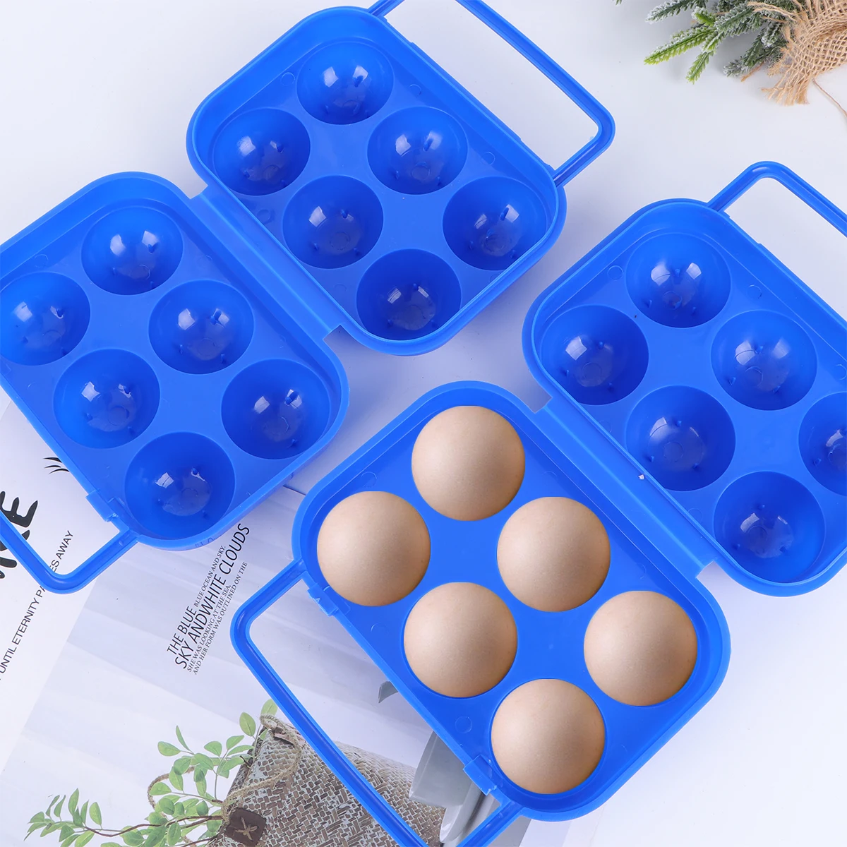 

2Pcs Egg Carrier Folding Portable Plastic Storage Box Durable PP Material 6 Eggs Case Picnic Camping Container