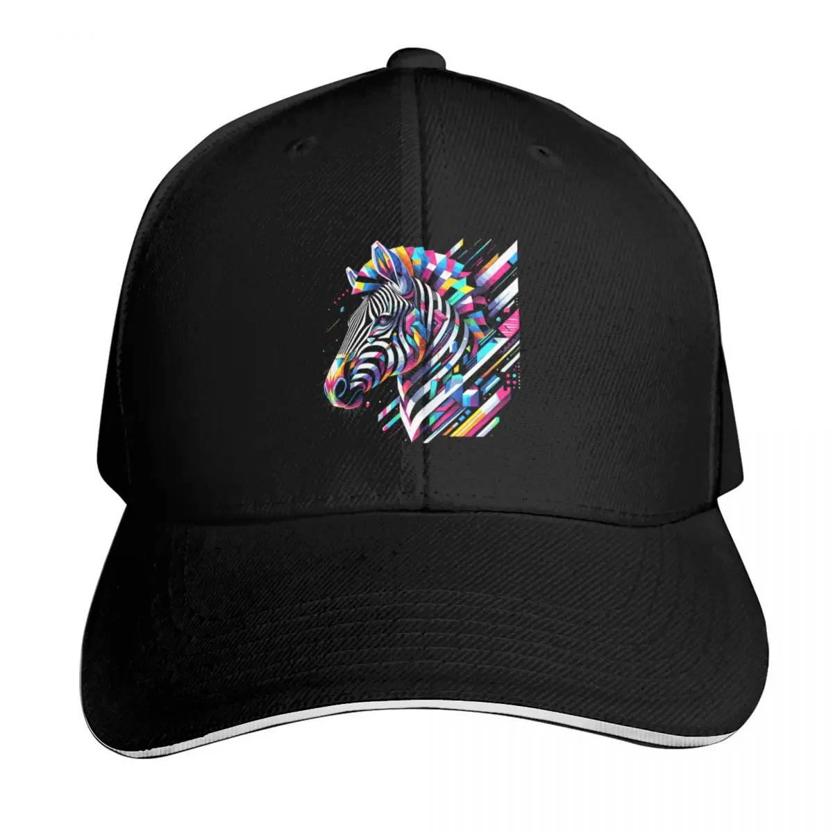 Geometric Zebra Design: Neon Elegance Meets Retro Vibe Baseball Cap Men Women Casual Summer Sport Sun Cap