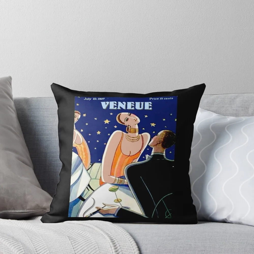 : Vintage Veneue 1929 Magazine Flapper Advertising Print Throw Pillow Christmas Pillow Cases pillow