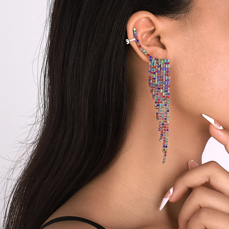 Luxury Women\'s Earrings Statement Earring Long Full Rhinestone Earrings For Women Tassel Crystal Earrings Weddings Party Jewelry