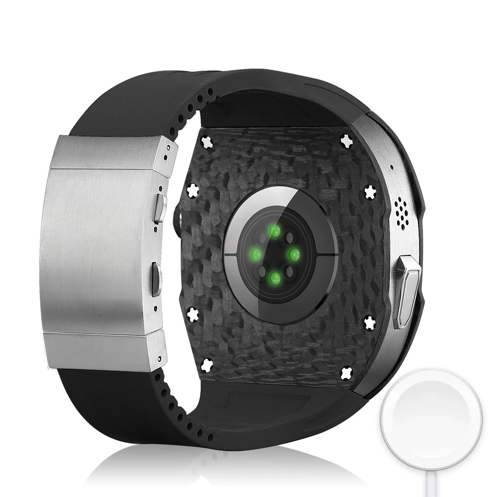 Custodia per orologio Apple in fibra di carbonio per Apple Watch Ultra 49mm accessorio Kit di modifica Deluxe con cinturino in fluorurbber