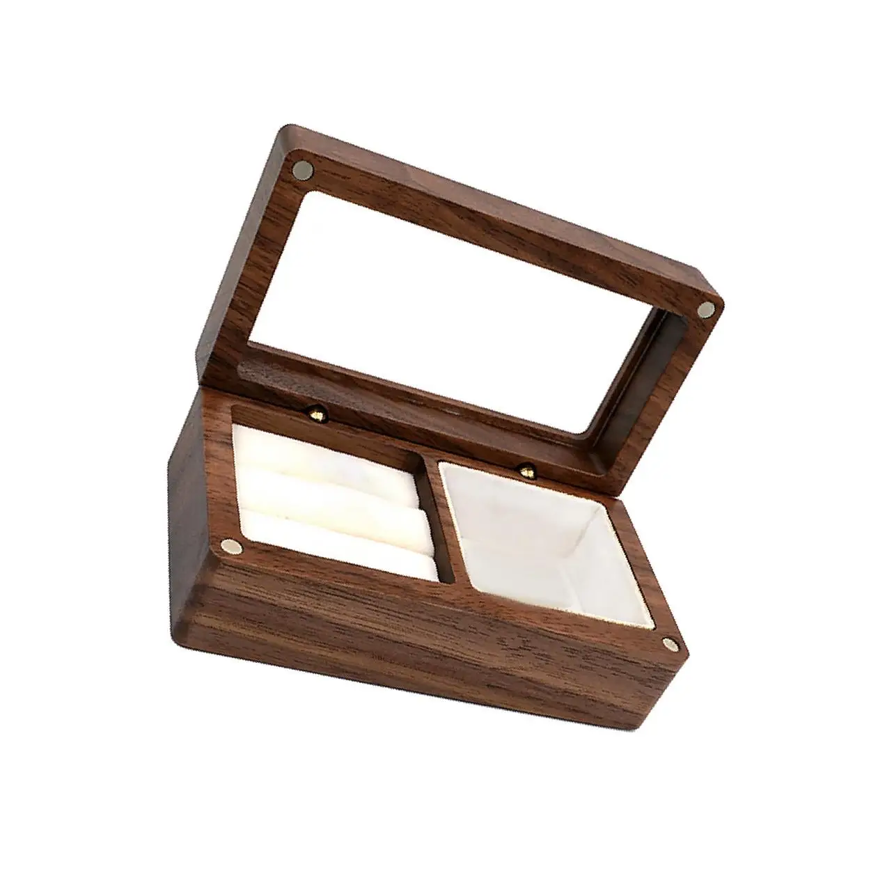 

Wood Jewelry Box Storage Case Organizer with Lid Keepsake Box Holder Ring Beige