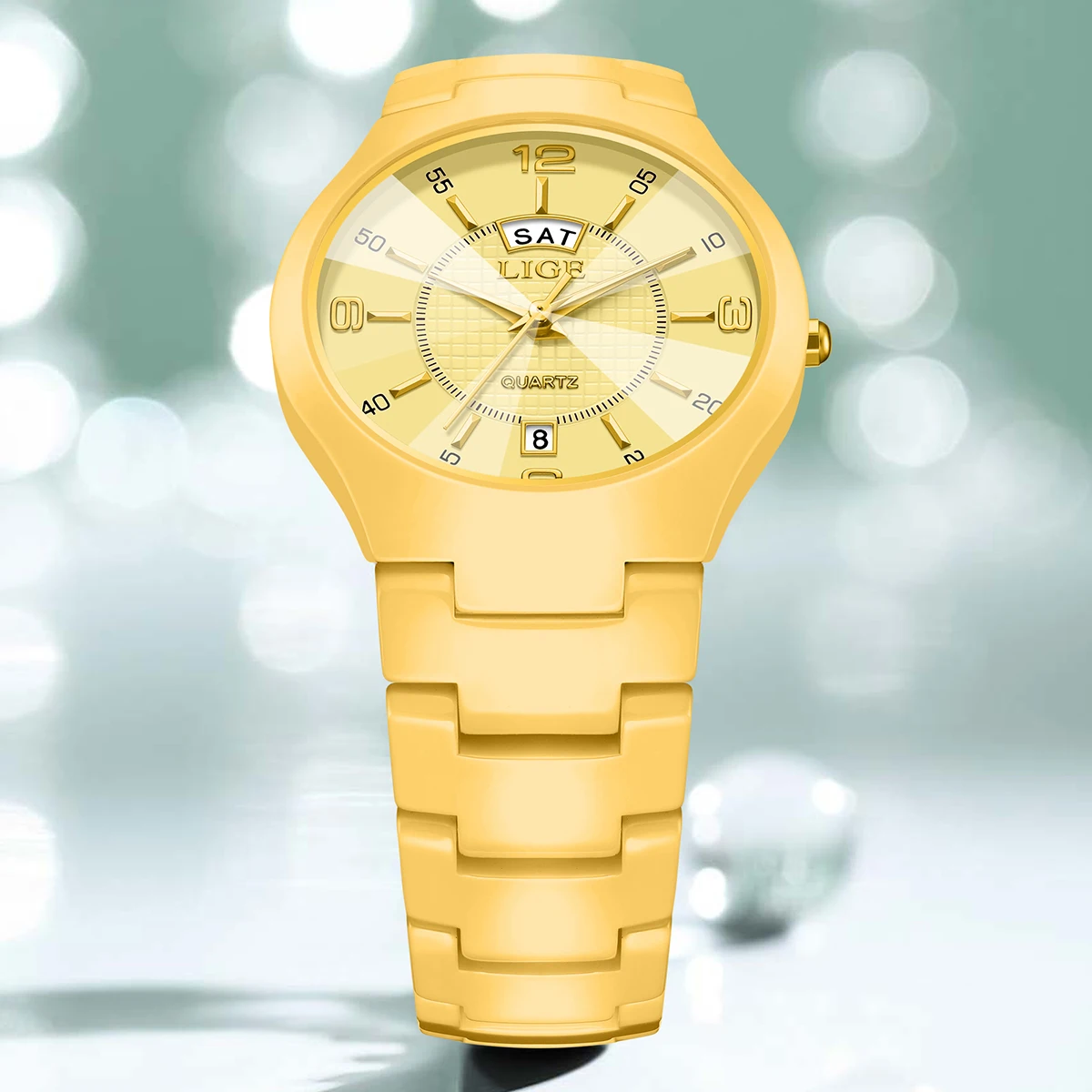 ساعات LIGE للسيدات بتقويم سيراميك مقاومة للماء ساعات يد نسائية ماسية بسيطة فستان ساعة عرض الأسبوع تاريخ كوارتز ساعة معصم