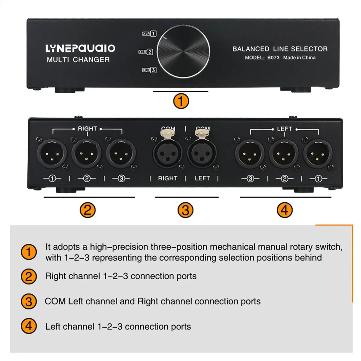 M85K  1 in 3 Out Fully Balanced Signal Balanced Line Passive Front Volume Regulator XLR Line