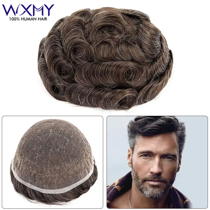 

Swiss Lace Toupee Man Wig Male Hair Prosthesis Full Lace Base Human Hair Wigs For Men Natural Hairline Men's Wigs Systems Unit