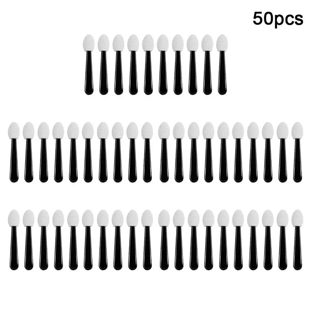 แปรงอายแชโดว์แบบหัวเดียว ด้ามสั้น ใช้ซ้ำได้ แปรงแต่งหน้าแบบฟองน้ำสองด้าน แปรงแต่งหน้าแบบฟองน้ำสำหรับทาอายแชโดว์
