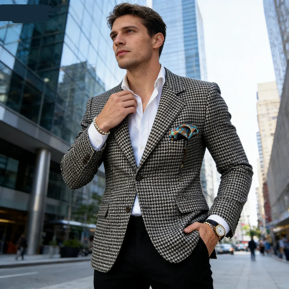 

Apenas Men's 1 Piece Blazer Fish Spine Jacket Business Elegant Warm Spring Ternario Para Homem Moda Roupas-para-homem