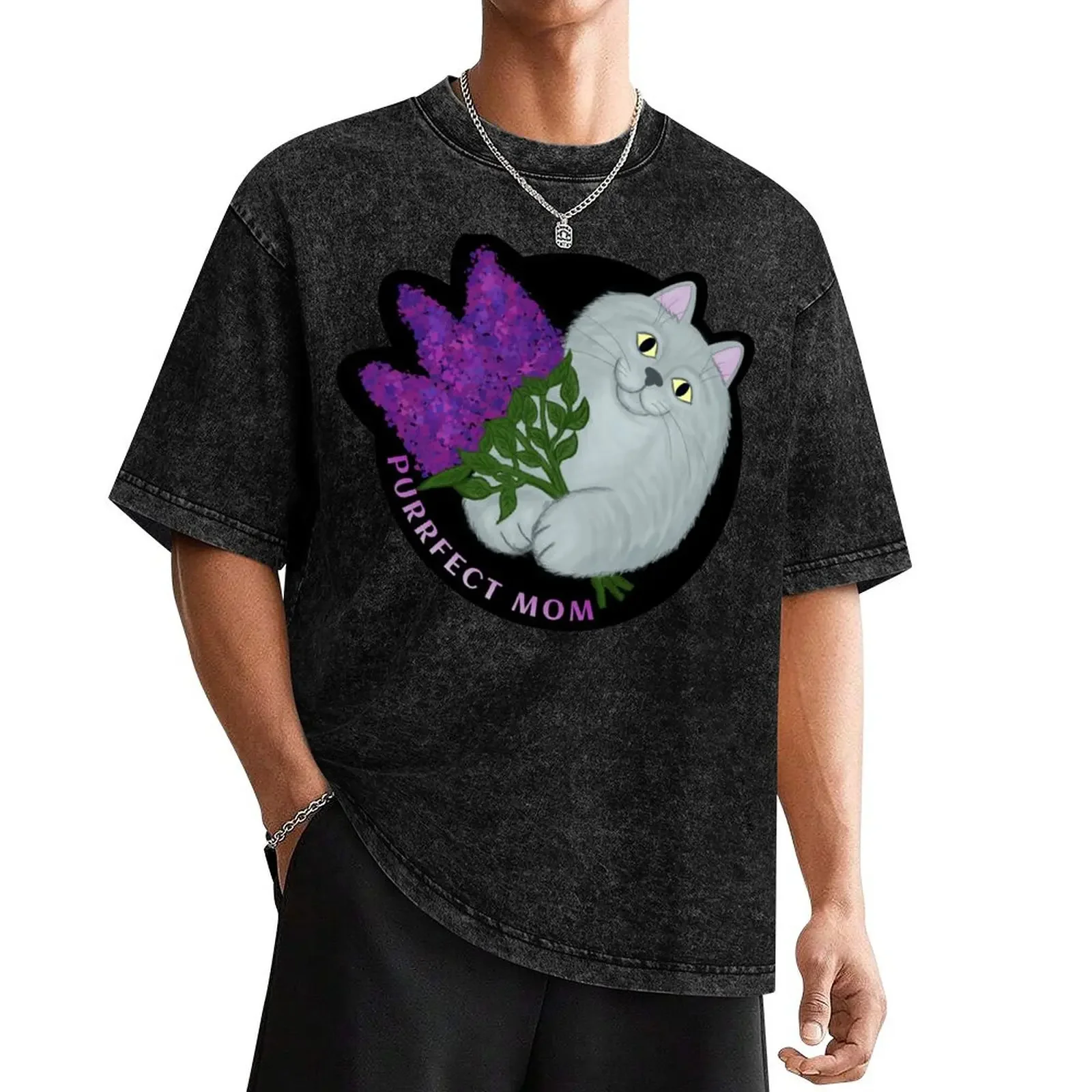 

Purrfect Mom - Lilac Sunday Cat - Mother's Day T-Shirt anime clothes boys whites t shirts for men