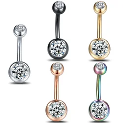 1PC Rhinestone Piercing Navel 14G Stainless Steel Belly Button Rings Navel Piercing Goth Ombligo Ball Nombril Body Jewelry