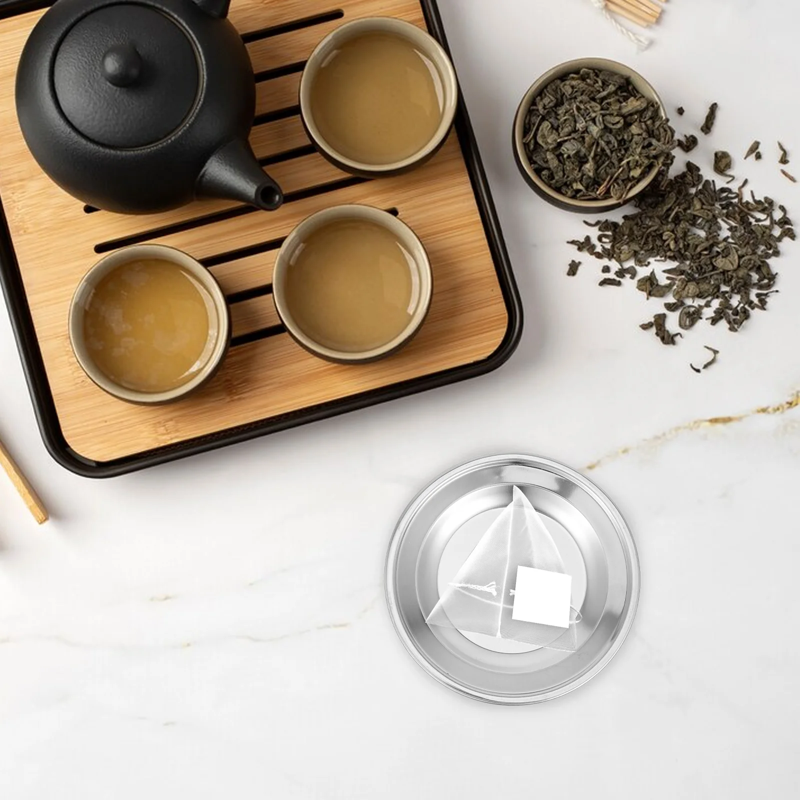 Tea Bag Storage Dish Stainless Steel Tea Bag Saucer Metal Tea Bag Plate Tea Bag Organizer Small Round Tea Cup Coaster Utensil