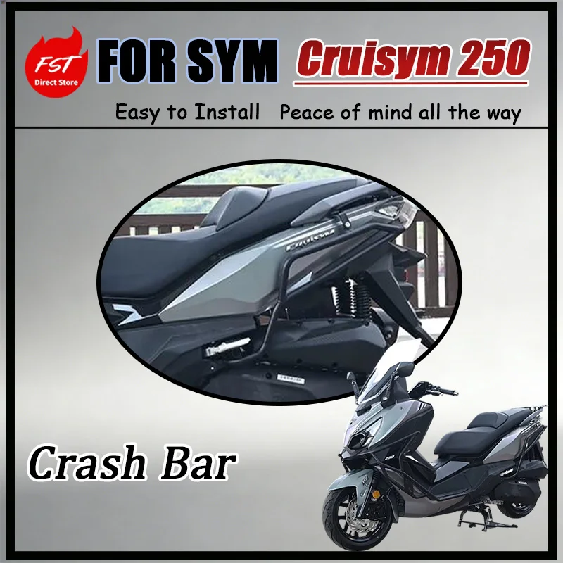 For SYM Cruisym 250 Practical Touring Scooter Modification Parts Front-Rear Crash Bars Enhanced Protection against Low-Speed Dam