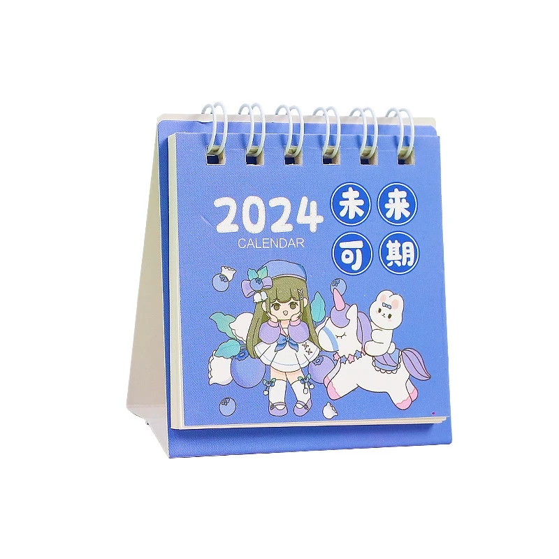 2024 Mini Desktop Calendar Cute Cartoon Girls Rabbits Desktop Note Multi Style Coil Calendar Office School Supplies