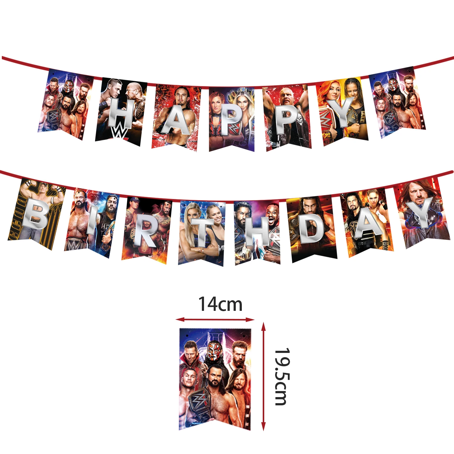 WWE Party Supplies, Birthday Banner,Cake Topper，Cupcake Toppers，Balloons, For WWE Party Decorations，WWE Birthday party decoratio