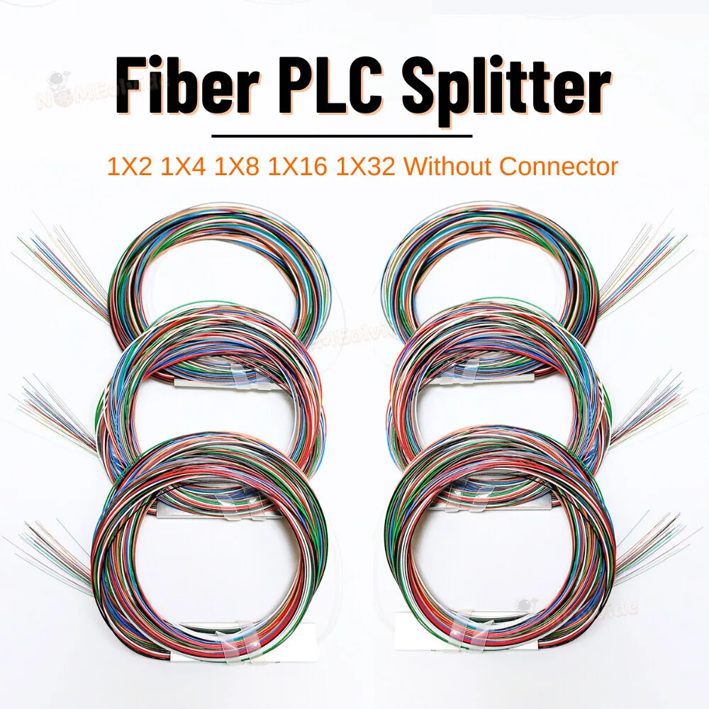 

10pcs/lot 1x2 1x4 1x8 1x16 without connector cable fiber optic PLC splitter bare fiber 0.9mm 2,4 Ports PLC Splitter