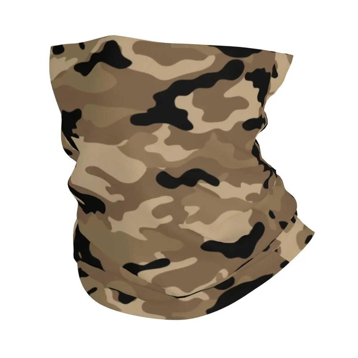 Custom Brown Woodland Camo Pattern Neck Gaiter Women Men Windproof Winter Modern Camouflage Bandana Scarf for Cycling