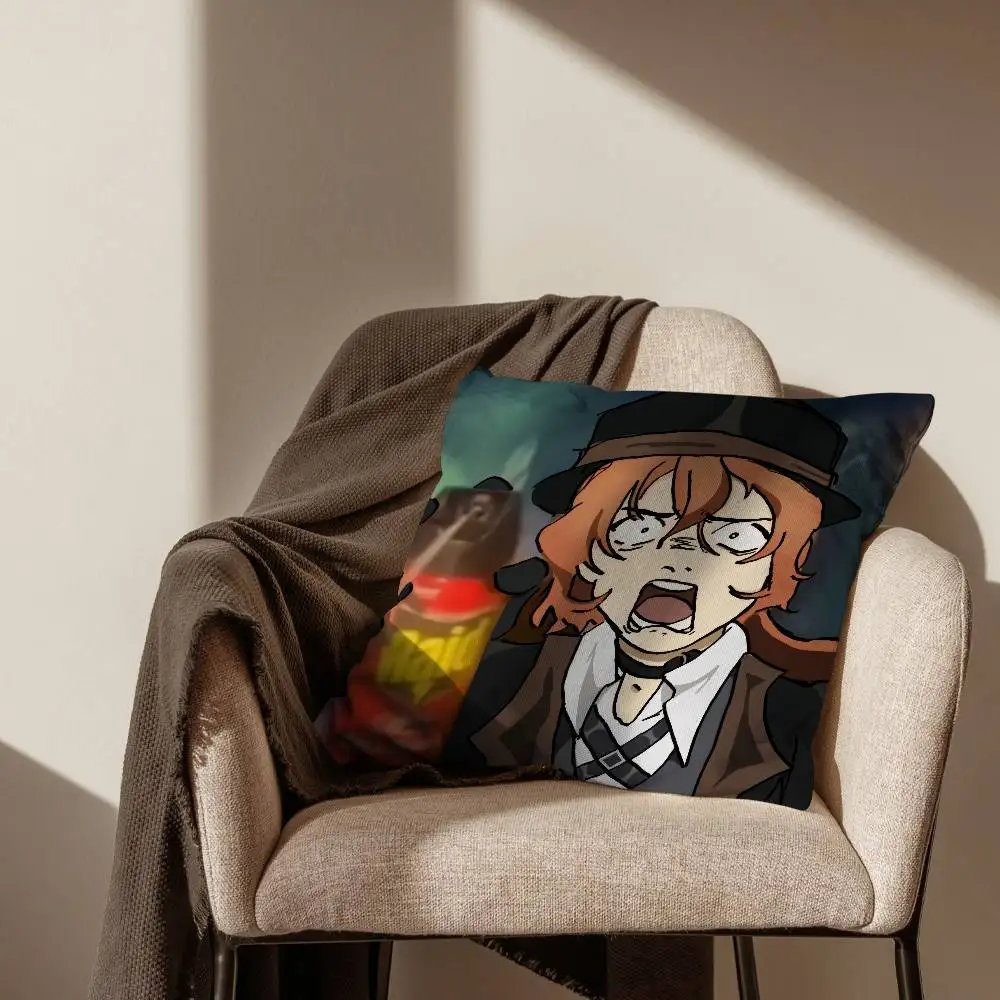 

Anmie A-Bungo Stray Dogs Square Pillow Case Bedroom Sofa Leisure Comfort Cushion Cover Living Room Home Decoration