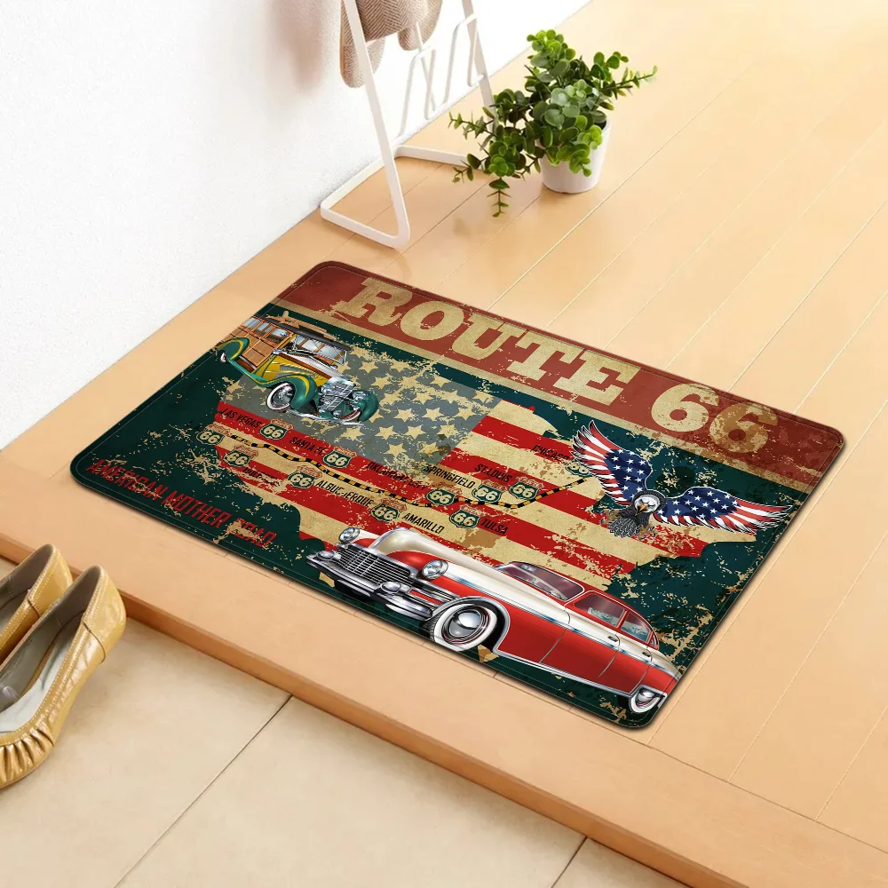 Route 66 Floor Mat Bathroom Mat Kids Room Bedroom Decoration Balcony Anti-Slip Doormat Living Room Welcome Rug