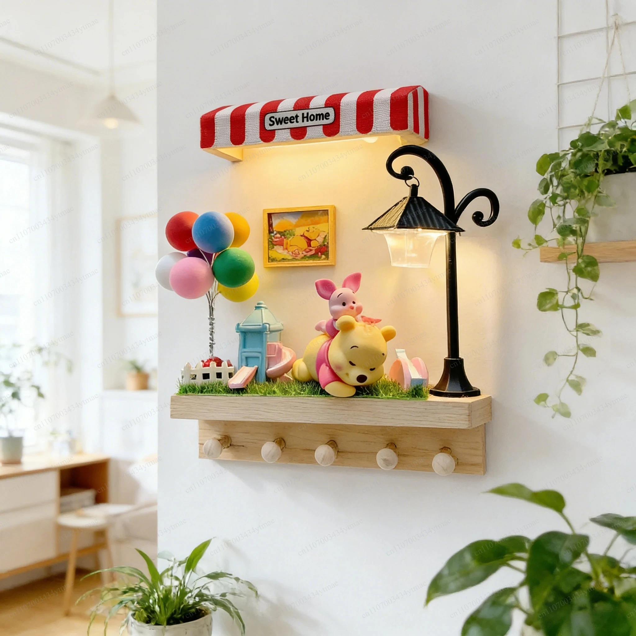 No Drill Vintage Wooden Key Holder Wall Mount Entrance Storage Rack Decor Hanging Hook Organizer Shelf