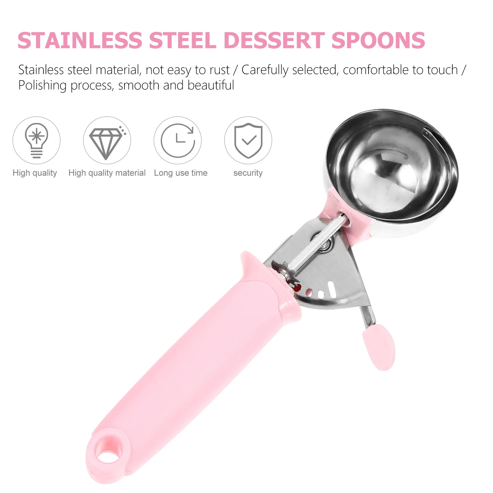 1Pcs Ice Cream Scoop Stainless Steel Comfortable Handle Universal Dessert Spoon Kitchen Tool Fruit Spoon Ice Cream Scoop